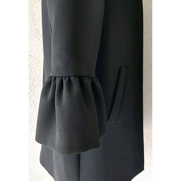 NWT ZARA Woman Black Open Front Coat with 3/4 Length Bell Sleeves Size S - Picture 5 of 6